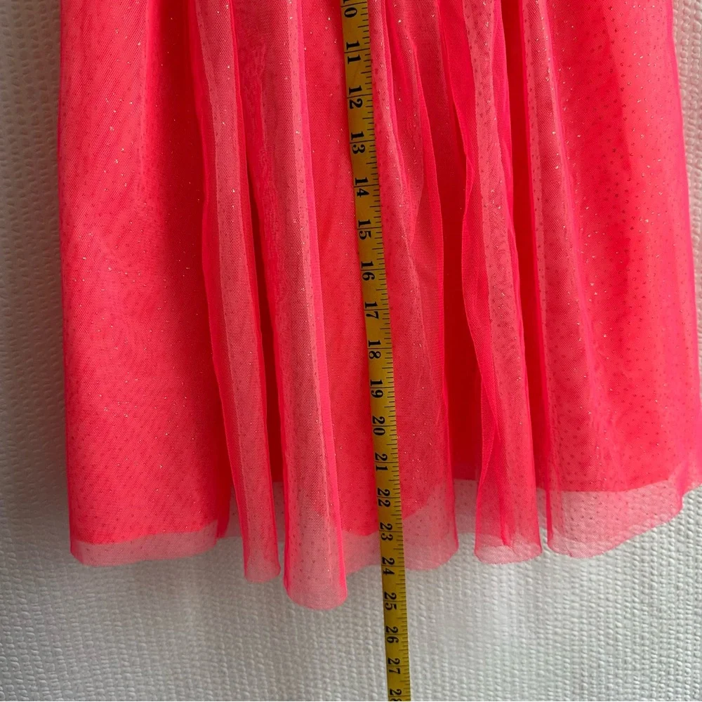 Cat & Jack Girls Pink Glitter Tulle Midi Skirt XS 4/5 Layered Party Dress Up